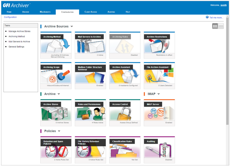 screenshot of GFI Archiver